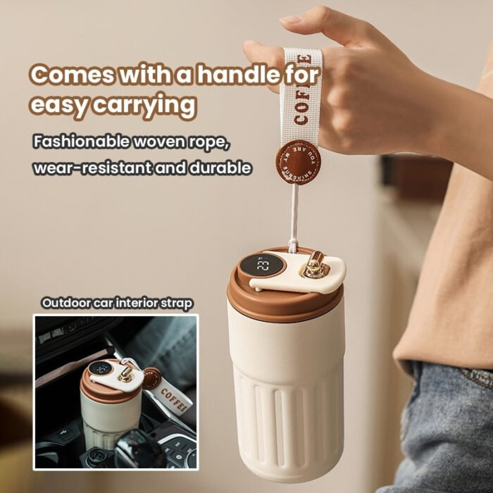 💯MY Ready Stock 460ml Portable Coffee Mug SUS 316 Temperature Digital Display Leak Proof Thermos Flask Cup