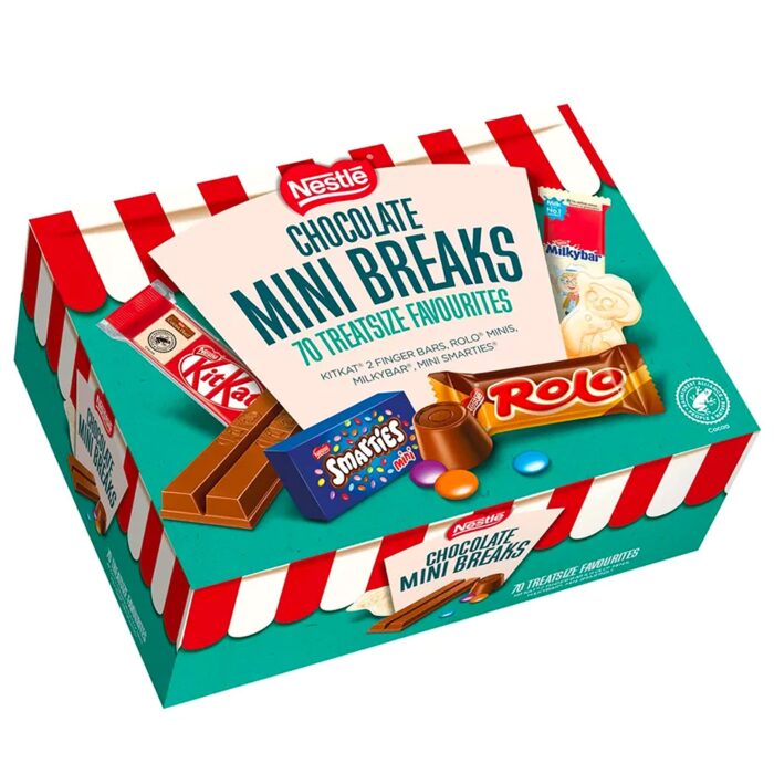 【Flash Sale】Nestlé Chocolate Mini's Selection Box, 70 Chocolate Biscuit Bars - Kit Kat, Smarties, Rolos, Milkybar, Sharing Bulk Chocolate Box