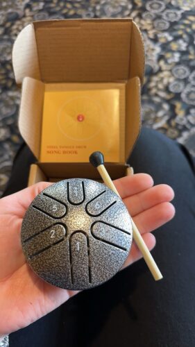 Ethereal Drum, A 3-inch 6-tones Steel Tongue Drum, Is Compact And Portable, Allowing People To Relieve Stress, Heal And Meditate. It Comes With Drumsticks And Music Notes. Eid Al-Adha Mubarak photo review