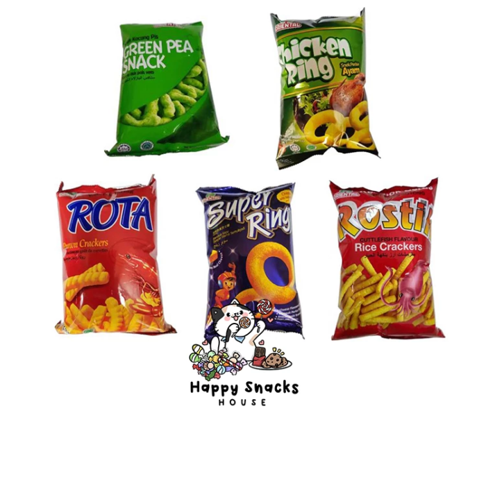 🧀🍤 Oriental Snacks Super Ring Series（60g）  Cheese Ring / Rota Prawn / Rostik Cuttlefish / Green Pea / Chicken Ring