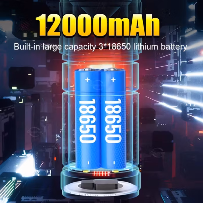 Paweinuo Super Bright LED Flashlight, 12000mAh Rechargeable Battery, Handheld Torch for Home Security, Safety, Cleaning, No Waterproof, Battery Powered