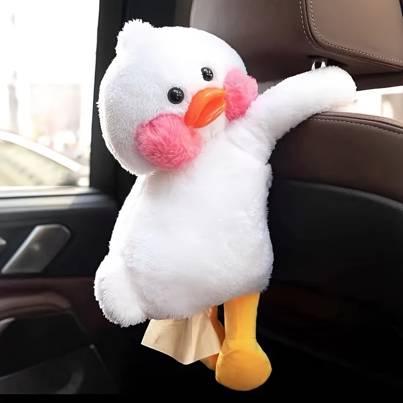 Adorable Duck-Shaped Car Tissue Box, Cute Hanging Car Tissue Holder, Creative Car Decoration.
