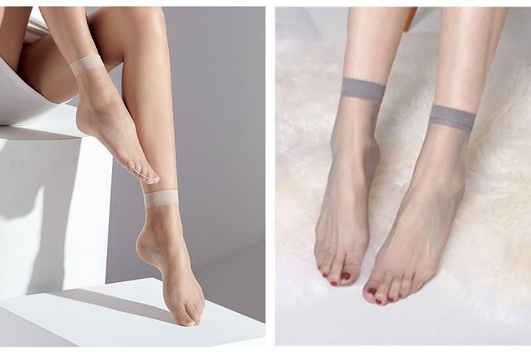 Women’s sheer crystal silk socks