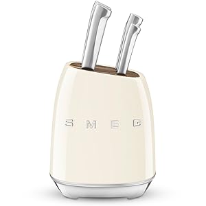 Smeg Cream Stainless Steel Knife Block Set
