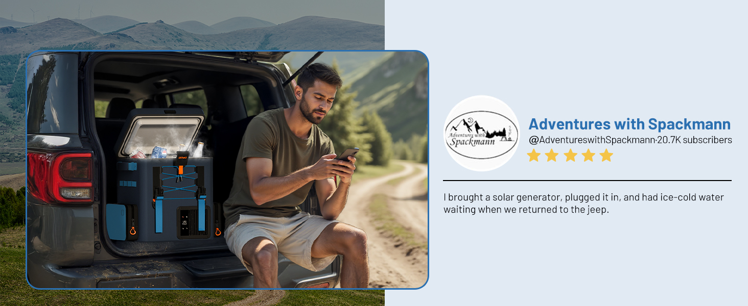 LiTHELi Frozen Pack 12V Car Refrigerator & Portable Electric Cooler. 20L/21QT with 2 U20 Batteries. -4~68℉ Travel Fridge Freezer for Camping.