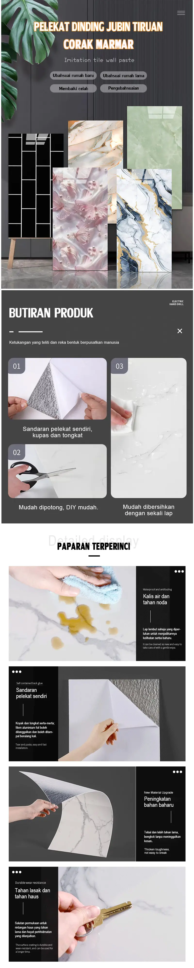 Peel & Stick Marble Wall Tiles Malaysia’s Easy Home Upgrade — No Renovation Needed Waterproof • Oil-Proof • Renter-Friendly • DIY in Minutes