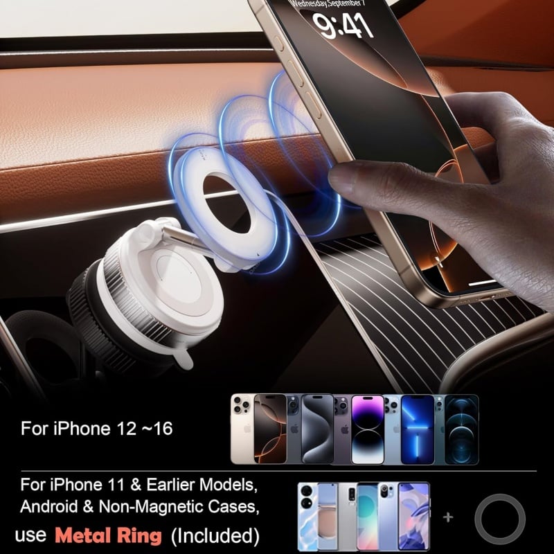 🔥 Retractable Car Phone Mount - 360° Magnetic Holder