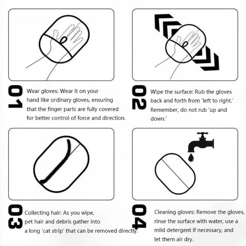 Reusable Double-Sided Pet Grooming Gloves – Easy Dog & Cat Hair Removal for Furniture, Sofa & Carpet