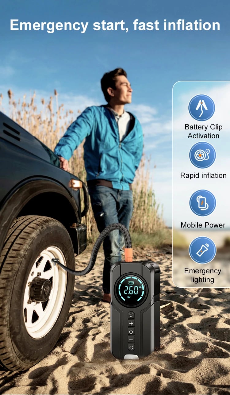 4 in 1 Portable High-Power Car Jump Starter & Air Pump - 🔥2026 New Year Big Pre-Promation 49% OFF🔥